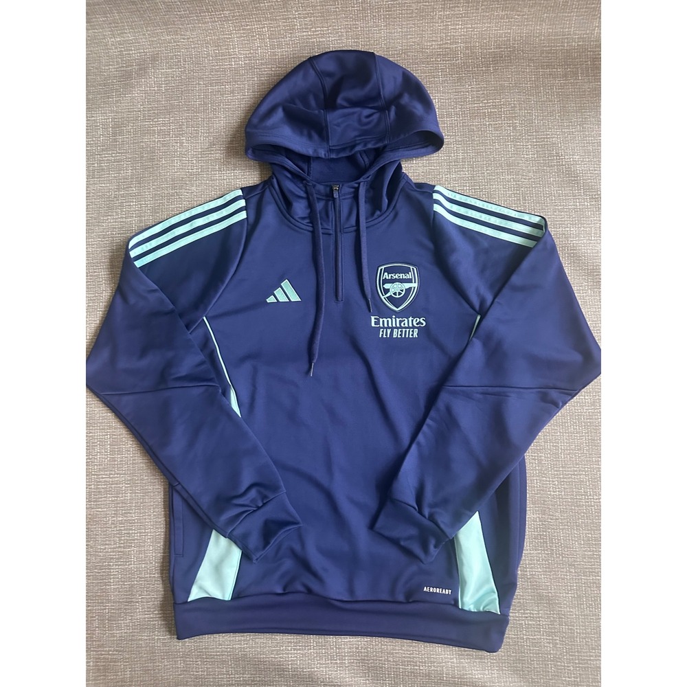Adidas Arsenal FC Training Hoodie Navy Blue Mint Green Aeroready Mens Medium